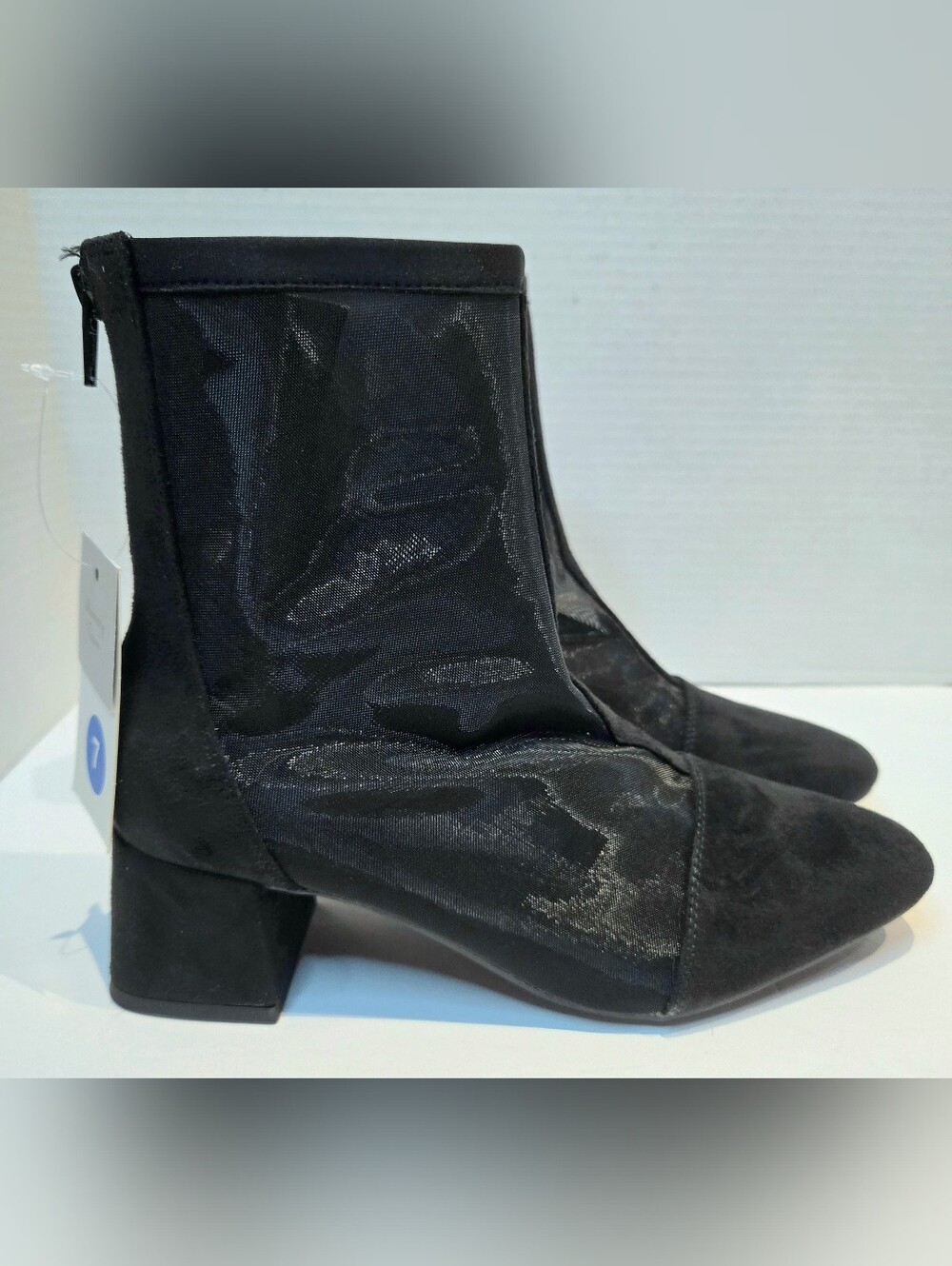 A New Day Calaena Black Mesh Ankle Boots